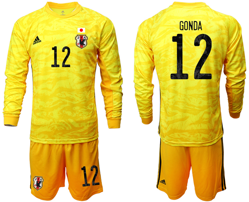 Men 2020-2021 Season National team Japan goalkeeper Long sleeve yellow #12 Soccer Jersey